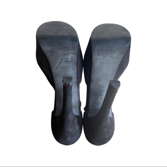 Steven by Steve Madden adalyn leather peep toe platform heels black gold size 7 - Picture 7 of 7